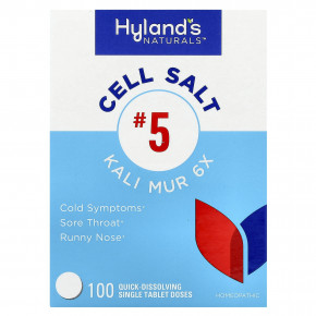 Hyland's Naturals, Cell Salt # 5, Kali Mur 6X, 100 быстрорастворимых таблеток - описание | фото