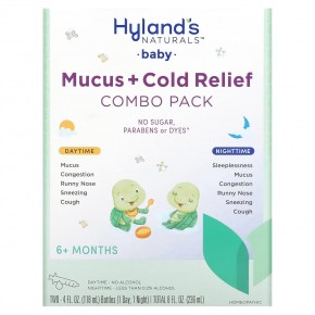 Hyland's Naturals, средство от слизи и простуды для детей, набор для приема в дневное/ночное время, от 6 месяцев, 2 флакона по 118 мл (4 жидк. унции) в Москве - eco-herb.ru | фото