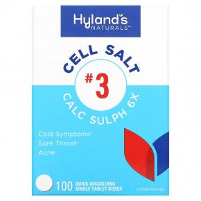 Hyland's Naturals, Cell Salt # 3, Calc Sulph 6X, 100 быстрорастворимых таблеток в Москве - eco-herb.ru | фото