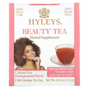 Hyleys Tea, Beauty Tea, гранат, без кофеина, 25 чайных пакетиков в фольгированных пакетиках по 1,5 г (0,05 унции) в Москве - eco-herb.ru | фото