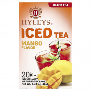 Hyleys Tea, Черный чай со льдом, манго, 20 чайных пакетиков в индивидуальной упаковке, 40 г (1,41 унции) в Москве - eco-herb.ru | фото