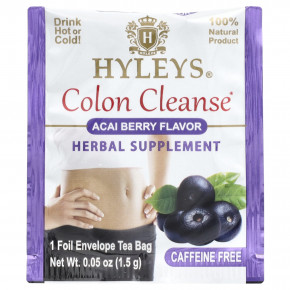Hyleys Tea, Colon Cleanse, ягоды асаи, без кофеина, 25 чайных пакетиков в фольге, 37,5 г (1,32 унции) в Москве - eco-herb.ru | фото