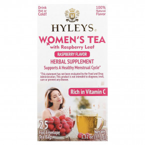 Hyleys Tea, Женский чай с листьями малины, малина, 25 чайных пакетиков в фольгированной упаковке, по 1,5 г (0,05 унции) в Москве - eco-herb.ru | фото