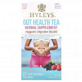 Hyleys Tea, Gut Health Tea, Super Berries, чайные пакетики в фольгированных пакетиках, 37,5 г (1,32 унции) в Москве - eco-herb.ru | фото