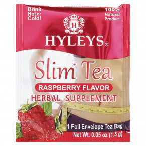 Hyleys Tea, Slim Tea, малина, 25 чайных пакетиков в фольгированных конвертах, 37,5 г (1,32 унции) в Москве - eco-herb.ru | фото