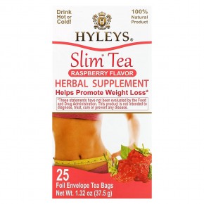 Hyleys Tea, Slim Tea, Малиновый вкус, 25 чайных пакетиков в фольгированных пакетиках, 1,32 унции (37,5 г) в Москве - eco-herb.ru | фото
