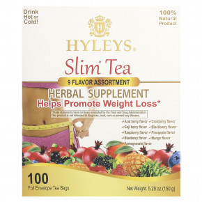 Hyleys Tea, Slim Tea, набор из 9 вкусов, чайные пакетики в 100 фольгированных пакетиках, 150 г (5,29 унции) в Москве - eco-herb.ru | фото