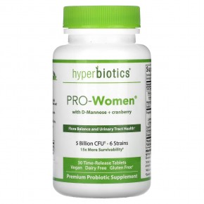 Hyperbiotics, PRO-Women с D-маннозой и клюквой, без добавок, 5 млрд КОЕ, 30 таблеток с замедленным высвобождением в Москве - eco-herb.ru | фото