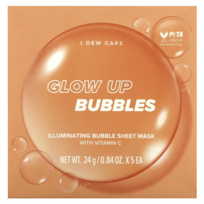 I Dew Care, Glow Up Bubbles, тканевая маска с сияющими пузырьками, 5 шт. Масок, 24 г (0,84 унции) в Москве - eco-herb.ru | фото