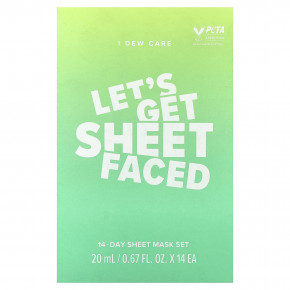 I Dew Care, Let's Get Sheet Faced, набор тканевых масок на 14 дней, 14 шт. по 20 мл (0,67 жидк. унции) в Москве - eco-herb.ru | изображение I Dew Care, Let's Get Sheet Faced, набор тканевых масок на 14 дней, 14 шт. по 20 мл (0,67 жидк. унции) в Москве - eco-herb.ru | фото
