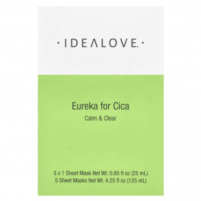 Idealove, Eureka for Cica, 5 тканевых косметических масок, 25 мл (0,85 жидк. унции) каждая в Москве - eco-herb.ru | фото