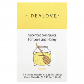 Idealove, Superfood Skin Savior, маска с суперфудами, мед, 5 шт. по 20 мл (0,68 жидк. унции) в Москве - eco-herb.ru | фото