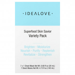 Idealove, Superfood Skin Savior, набор разных масок с суперфудами, 7 тканевых масок по 20 мл (0,68 жидк. унции) в Москве - eco-herb.ru | фото