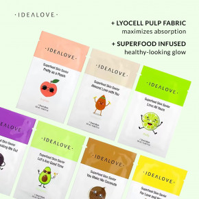 Idealove, Superfood Skin Savior, набор разных масок с суперфудами, 7 тканевых масок по 20 мл (0,68 жидк. унции) в Москве - eco-herb.ru | фото