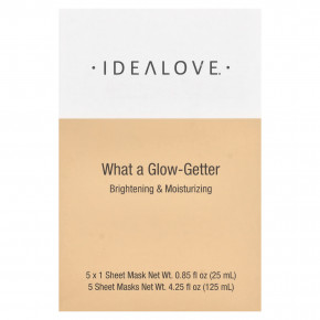 Idealove, What a Glow-Getter, осветляющие и увлажняющие тканевые маски, 5 шт. по 25 мл (0,85 жидк. унции) в Москве - eco-herb.ru | фото