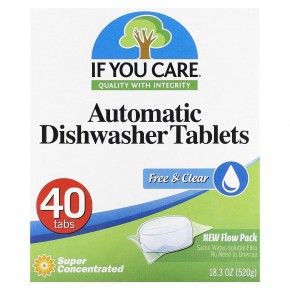 If You Care, Automatic Dishwasher Tablets, Free & Clear, 40 Tabs 18.3 oz (520 g) в Москве - eco-herb.ru | фото