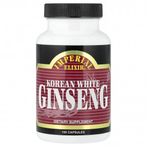 Imperial Elixir, Корейский белый женьшень, 100 капсул (500 мг на капсулу) - описание | фото