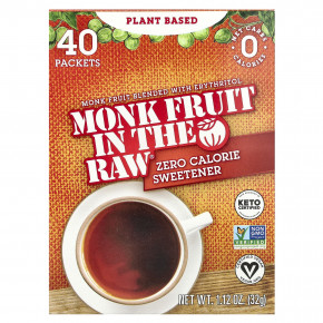 In the Raw, Monk Fruit In The Raw®, нулевой подсластитель, 40 пакетиков, 32 г (1,12 унции) в Москве - eco-herb.ru | фото