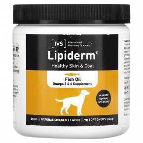 International Veterinary Sciences, Lipiderm, для здоровья кожи и шерсти, для собак, натуральная курица, 90 жевательных таблеток в Москве - eco-herb.ru | фото