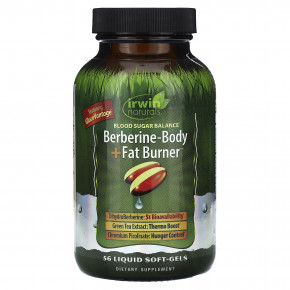 Irwin Naturals, Berberine-Body + сжигатель жира, 56 капсул с жидкостью - описание | фото