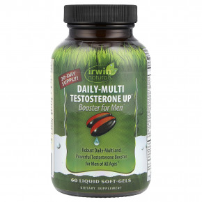 Irwin Naturals, Daily-Multi Testosterone Up Booster для мужчин, 60 желатиновых капсул - описание | фото