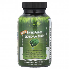 Irwin Naturals, Men's Living Green Liquid-Gel Multi®, 90 мягких таблеток - описание | фото