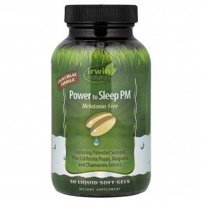 Irwin Naturals, Power to Sleep PM®, без мелатонина, 50 капсул с жидкостью - описание | фото
