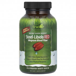 Irwin Naturals, Steel-Libido Red, Blood-Flow, 75 мягких желатиновых капсул с жидкостью - описание