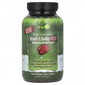 Irwin Naturals, Steel-Libido Red, усиленный кровоток, 150 мягких желатиновых капсул с жидкостью - описание | фото