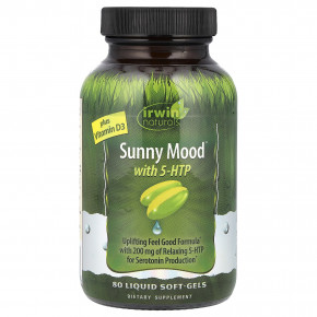 Irwin Naturals, Sunny Mood® с 5-HTP, плюс витамин D3, 80 желатиновых капсул в Москве - eco-herb.ru | фото