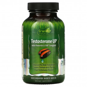 Irwin Naturals, Testosterone UP, 60 жидкостных желатиновых капсул - описание