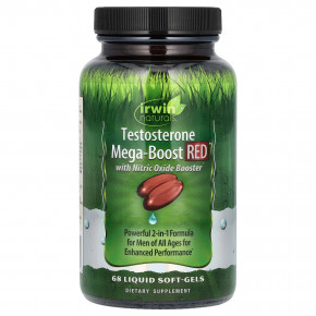 Irwin Naturals, Testosterone Mega-Boost RED, повышение уровня тестостерона, 68 капсул с жидкостью в Москве - eco-herb.ru | фото