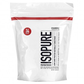 Isopure, протеиновый порошок с низким содержанием углеводов, клубника, 454 г (1 фунт) - описание