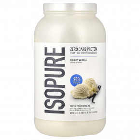 Isopure, протеиновый порошок с нулевым содержанием углеводов, со вкусом сливочной ванили, 1,36 кг (3 фунта) - описание | фото