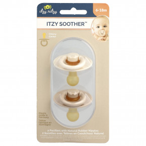 itzy ritzy, Itzy Soother ™, пустышки с сосками из натурального каучука, для детей от 6 до 18 месяцев, кокос и тосты, 2 пустышки - описание | фото