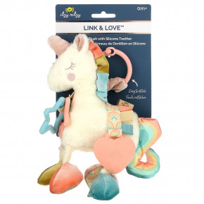 itzy ritzy, Link & Love, Activity Plush с силиконовым прорезывателем, для детей от 0 месяцев, Unicorn, 1 прорезыватель - описание | фото