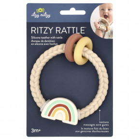 itzy ritzy, Ritzy Rattle, силиконовый прорезыватель с погремушкой, для детей от 3 месяцев, радуга, 1 шт. в Москве - eco-herb.ru | фото