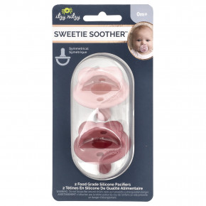 itzy ritzy, Sweetie Soother™, пустышки из пищевого силикона, для детей от 0 месяцев, дизайн «бантик», 2 пустышки - описание | фото