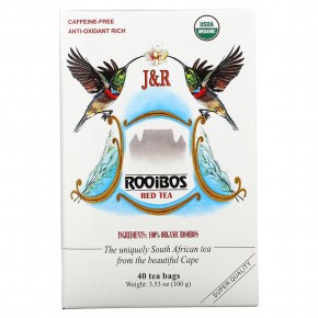 J&R Port Trading, Pure Rooibos Red Tea (Настоящий красный чай ройбуш), без кофеина, 40 чайных пакетиков, 100 г (3,53 унции) - описание