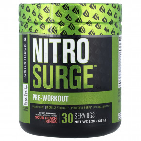 Jacked Factory, Nitro Surge™, предтренировочный комплекс, со вкусом кислого персика, 261 г (9,2 унции) - описание | фото