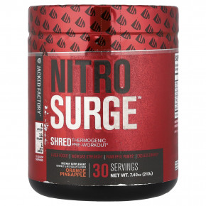 Jacked Factory, Nitro Surge™, Shred термогенный предтренировочный комплекс, со вкусом апельсина и ананаса, 210 г (7,4 унции) в Москве - eco-herb.ru | фото