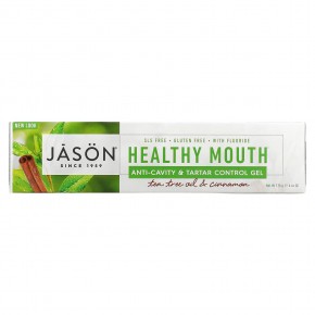 Jason Natural, Healthy Mouth, гель для защиты от кариеса и предупреждения появления зубного камня, масло чайного дерева и корица, 170 г (6 унций) в Москве - eco-herb.ru | фото