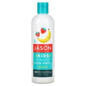 Jason Natural, Kids Tear-Free Extra Gentle Shampoo, Strawberry-Banana, 12 fl oz (355 ml) в Москве - eco-herb.ru | фото