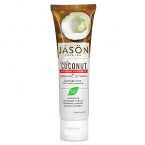Jason Natural, Simply Coconut, отбеливающая зубная паста, кокосовый крем, 119 г (4,2 унции) - описание