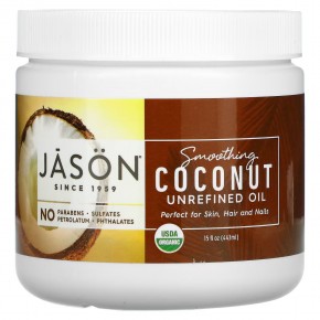 Jason Natural, Smoothing Coconut, нерафинированное масло, 443 мл (15 жидк. Унций) в Москве - eco-herb.ru | фото