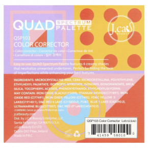 J.Cat Beauty, QUAD Spectrum, корректор цвета лица, QSP103, 6 г (0,21 унции) в Москве - eco-herb.ru | изображение J.Cat Beauty, QUAD Spectrum, корректор цвета лица, QSP103, 6 г (0,21 унции) в Москве - eco-herb.ru | фото