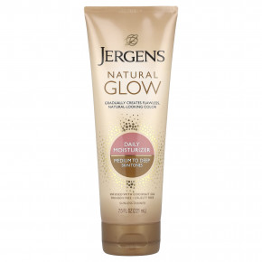 Jergens, Natural Glow, ежедневное увлажняющее средство, для среднего и глубокого тона кожи, 221 мл (7,5 жидк. унц.) - описание | фото