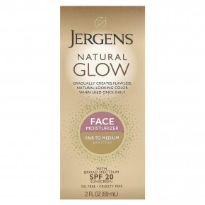 Jergens, Natural Glow, увлажняющее средство для лица, SPF 20, от умеренного до среднего, 59 мл (2 жидк. унц.) в Москве - eco-herb.ru | фото