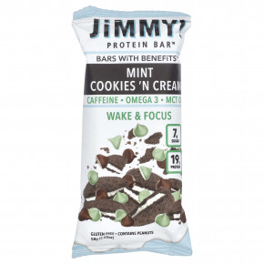 JiMMY!, Bars With Benefits, протеиновый батончик, мятное печенье и крем, 4 отдельных батончика, 58 г (2,05 унции) в Москве - eco-herb.ru | фото