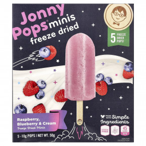 JonnyPops, сублимированные мини-печенья, малина, голубика и сливки, 5 леденцов по 10 г - описание | фото